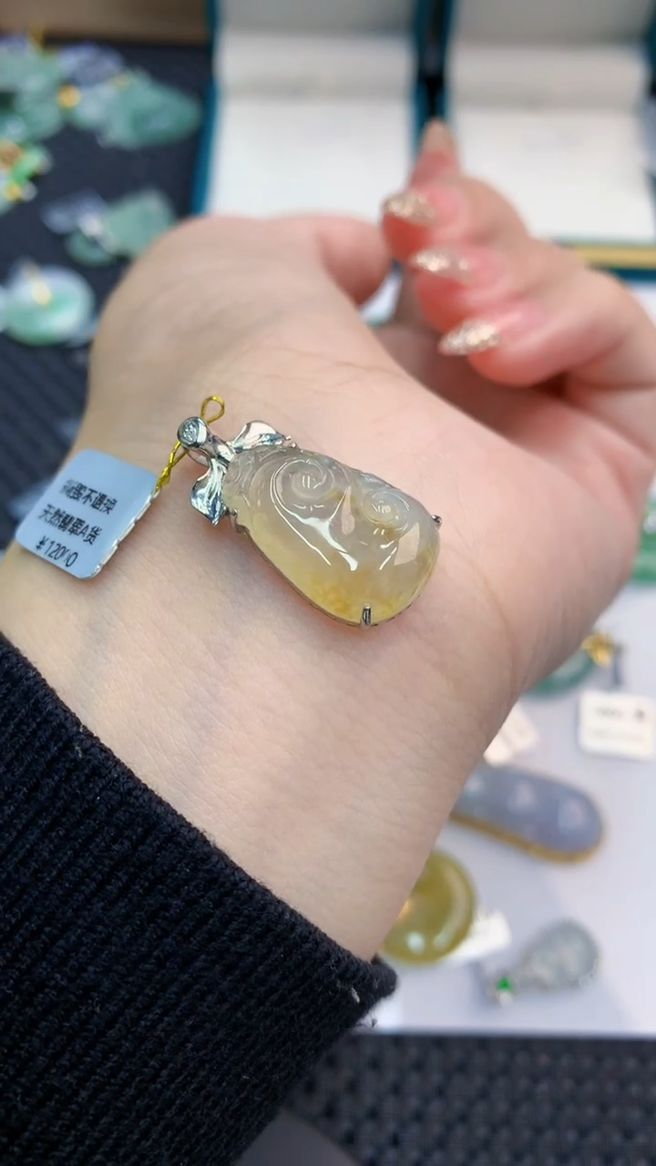 【闪购商品】翡翠18K金镶嵌颈饰            8