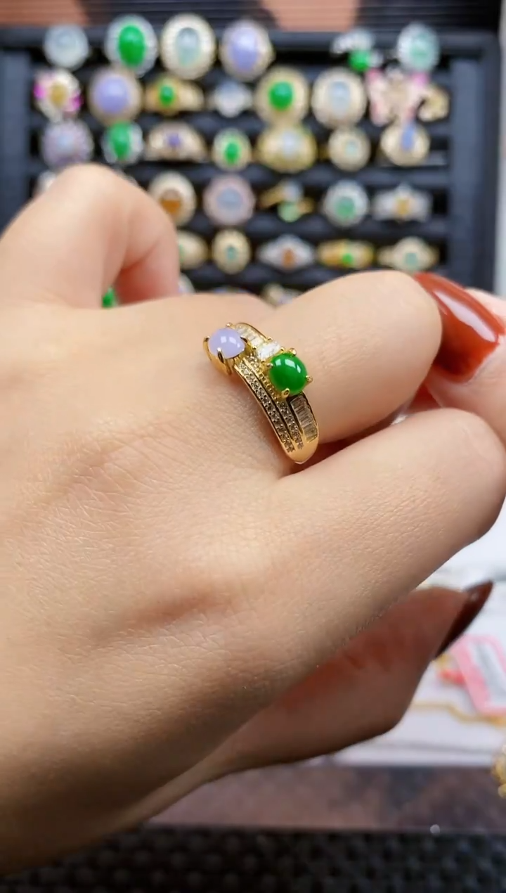 银S925镶嵌戒指翡翠382