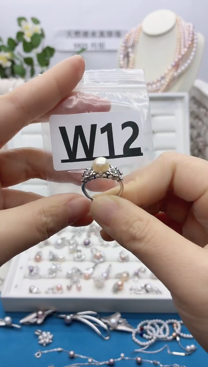 银S925镶嵌珠宝奇石淡水珍珠雪*W12拍二发一