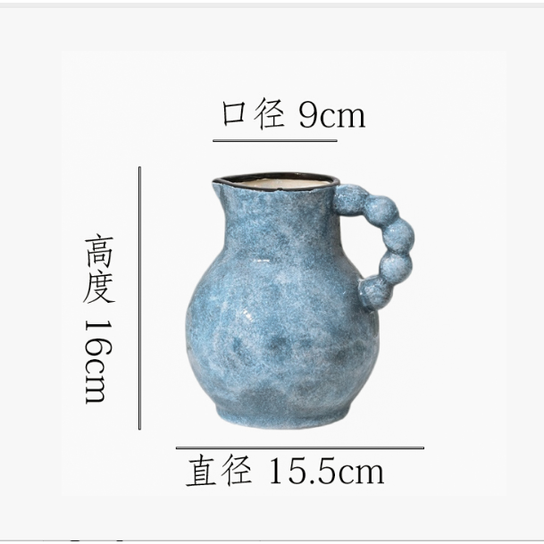 【冰透蓝-法式奶壶】创意简约陶瓷花瓶摆件装饰家居花器