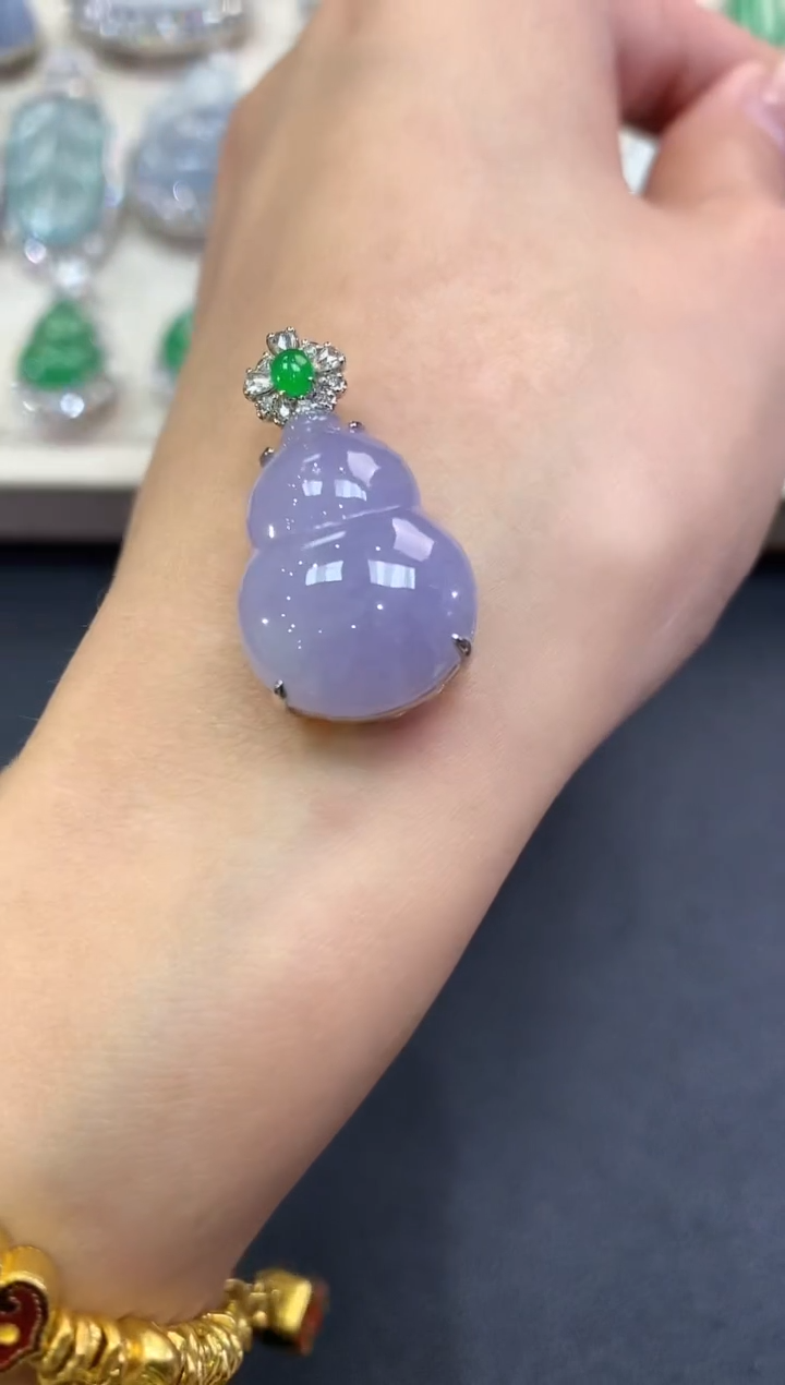 【闪购商品】翡翠吊坠(不含链)18K金镶嵌a134紫货有色差