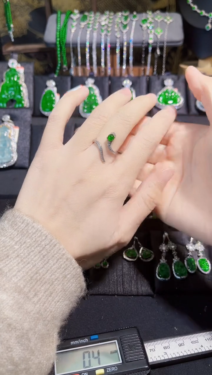 【闪购商品】翡翠戒指银S925镶嵌蛇戒