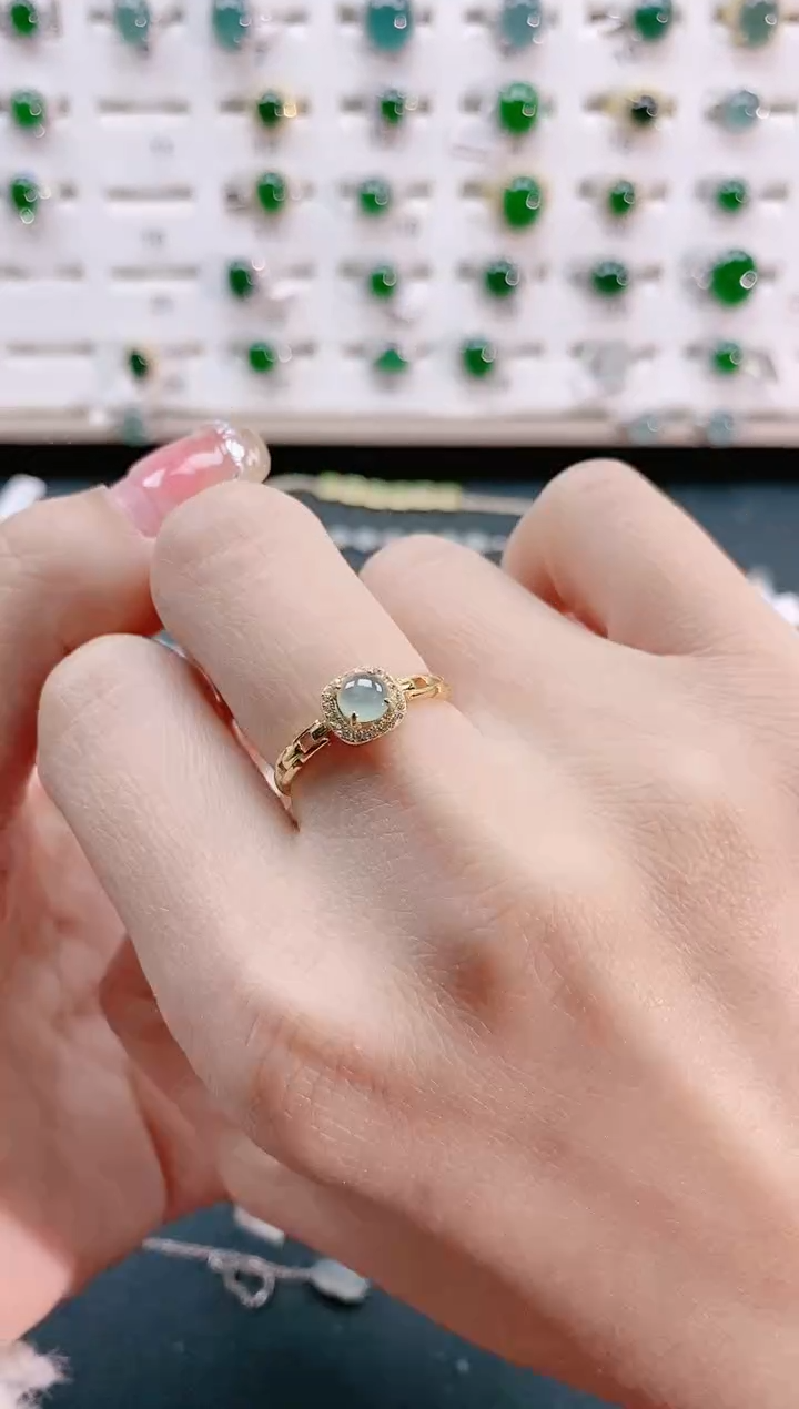 【闪购商品】翡翠戒指银S925镶嵌天然翡翠