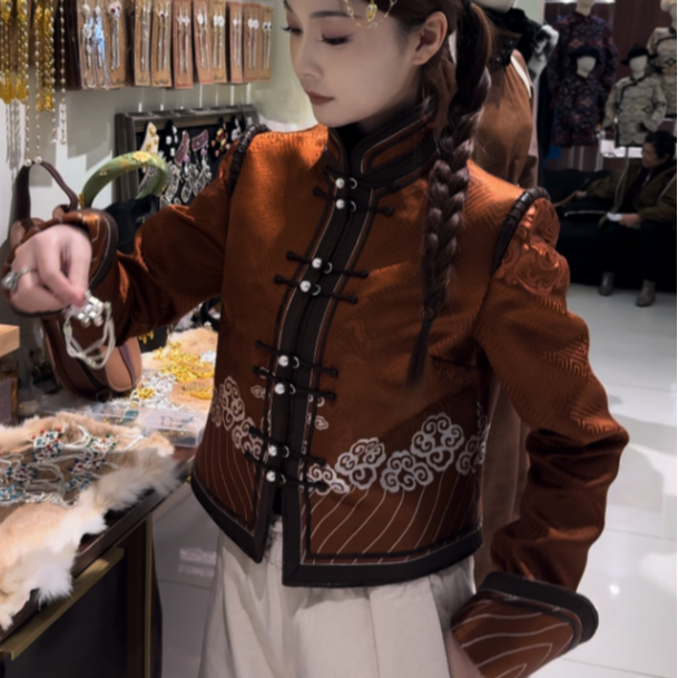 【卓日雅】9937高定琥珀民族服饰马蹄袖短款薄外套