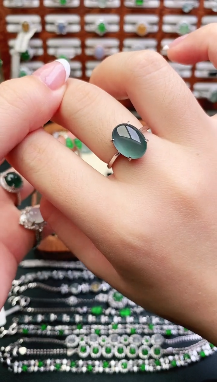 银S925镶嵌戒指翡翠0