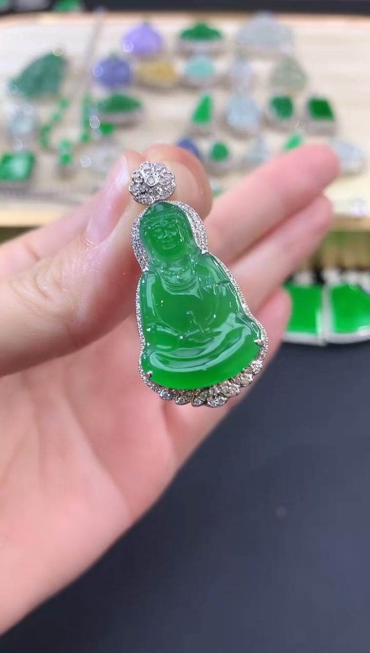 翡翠18K金镶嵌吊坠(不含链)土****5|19800