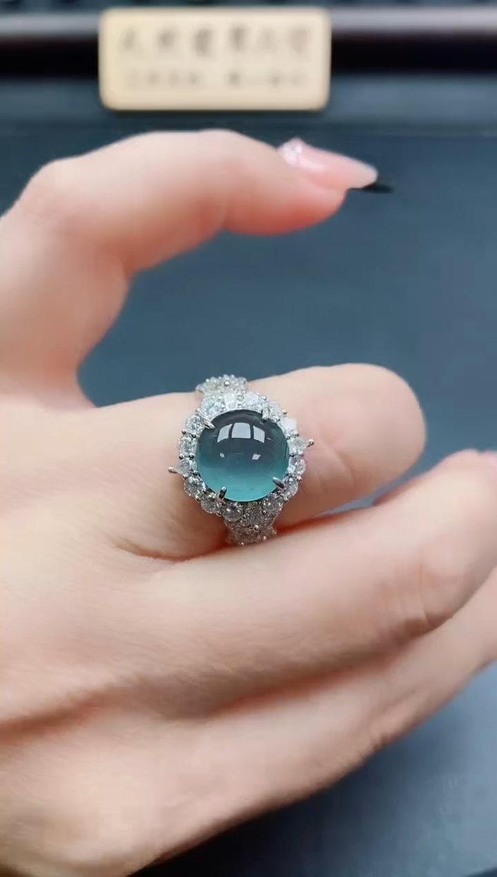 银S925镶嵌戒指翡翠1