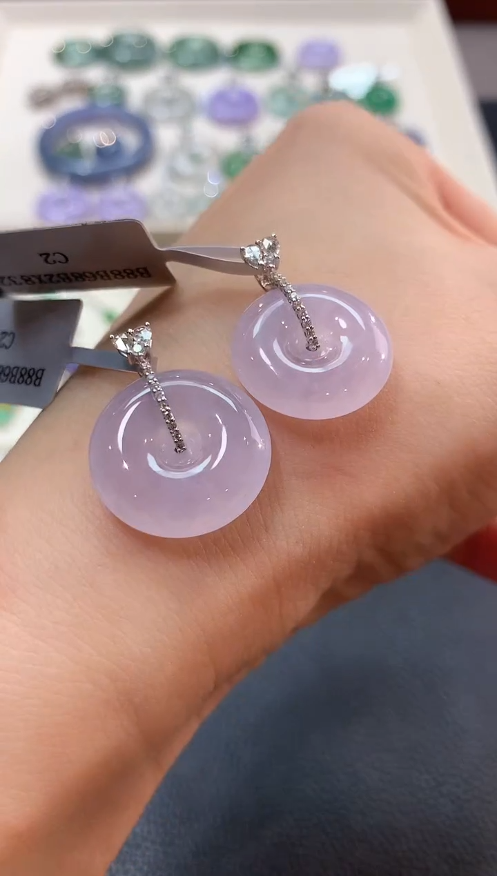 翡翠18K金镶嵌吊坠(不含链)b34紫色有色差多样性一件发货