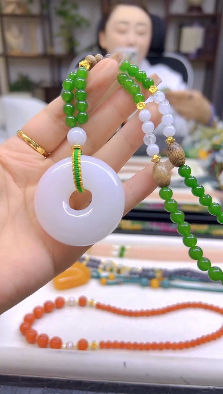 和田玉（白玉）未镶嵌毛衣链DIY款M503