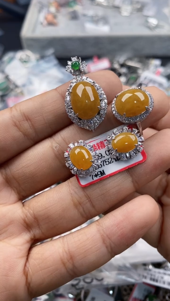 银S925镶嵌戒指翡翠444   1