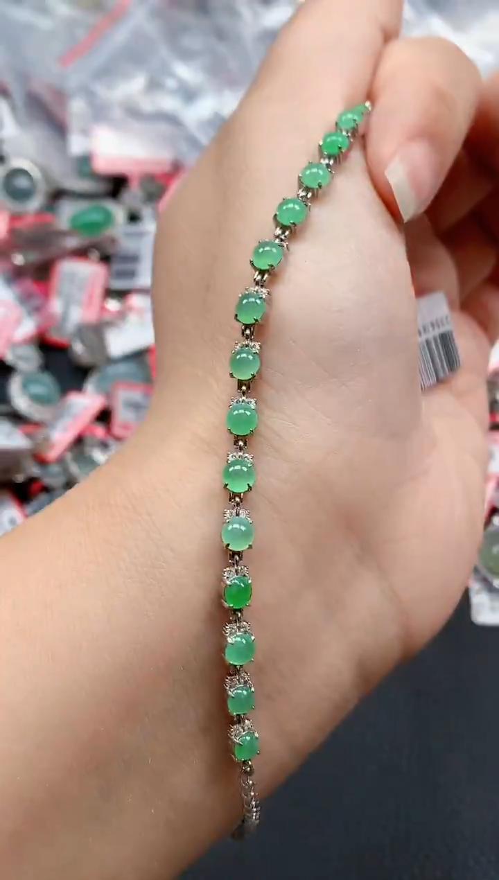 银S925镶嵌戒指翡翠天然A货缅甸翡翠