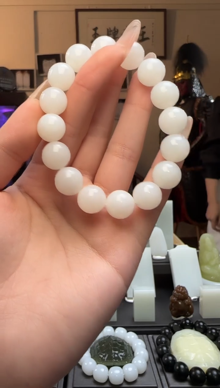 【闪购商品】和田玉白玉圆珠未镶嵌手串