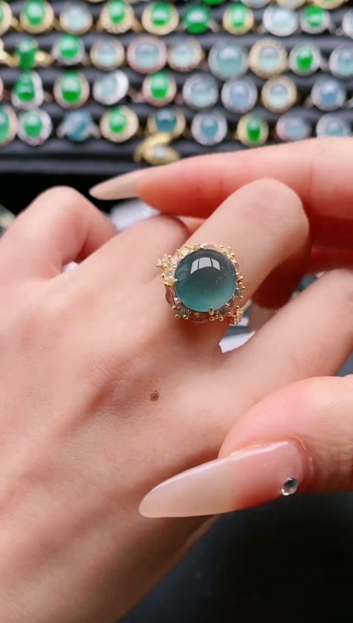 【闪购商品】翡翠戒指银S925镶嵌111111
