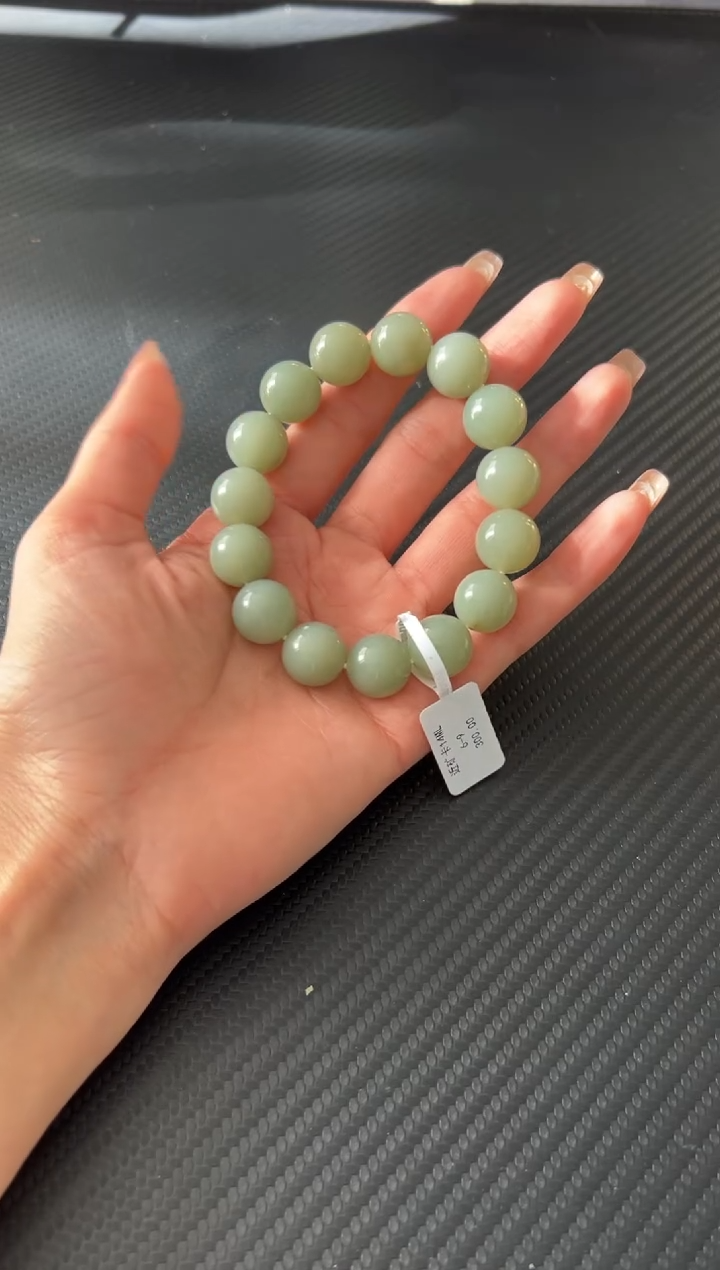 未镶嵌手串和田玉且末微色差近矿卡14ML