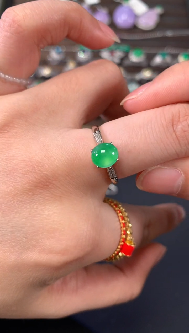 【闪购商品】翡翠戒指18K金镶嵌A672|(多样性发货）拍一发一