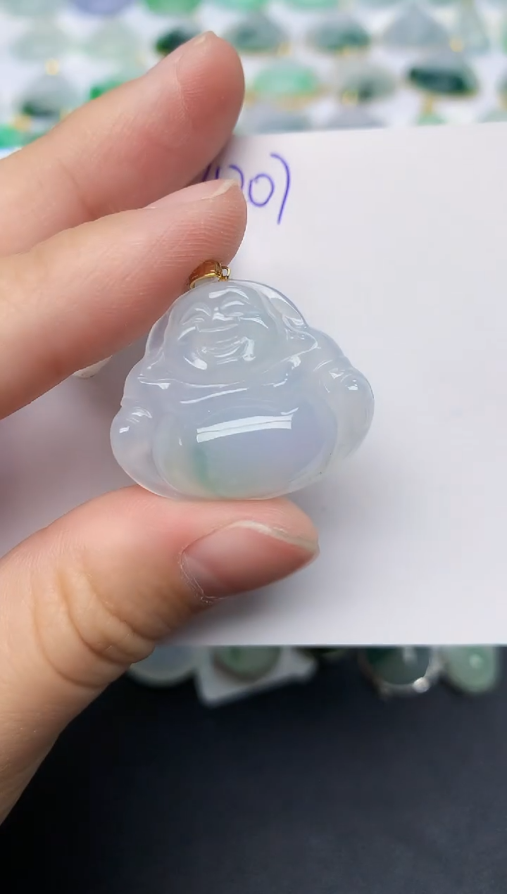 颈饰18K金镶嵌翡翠天然缅甸A货翡翠百元以上9元证书费自理