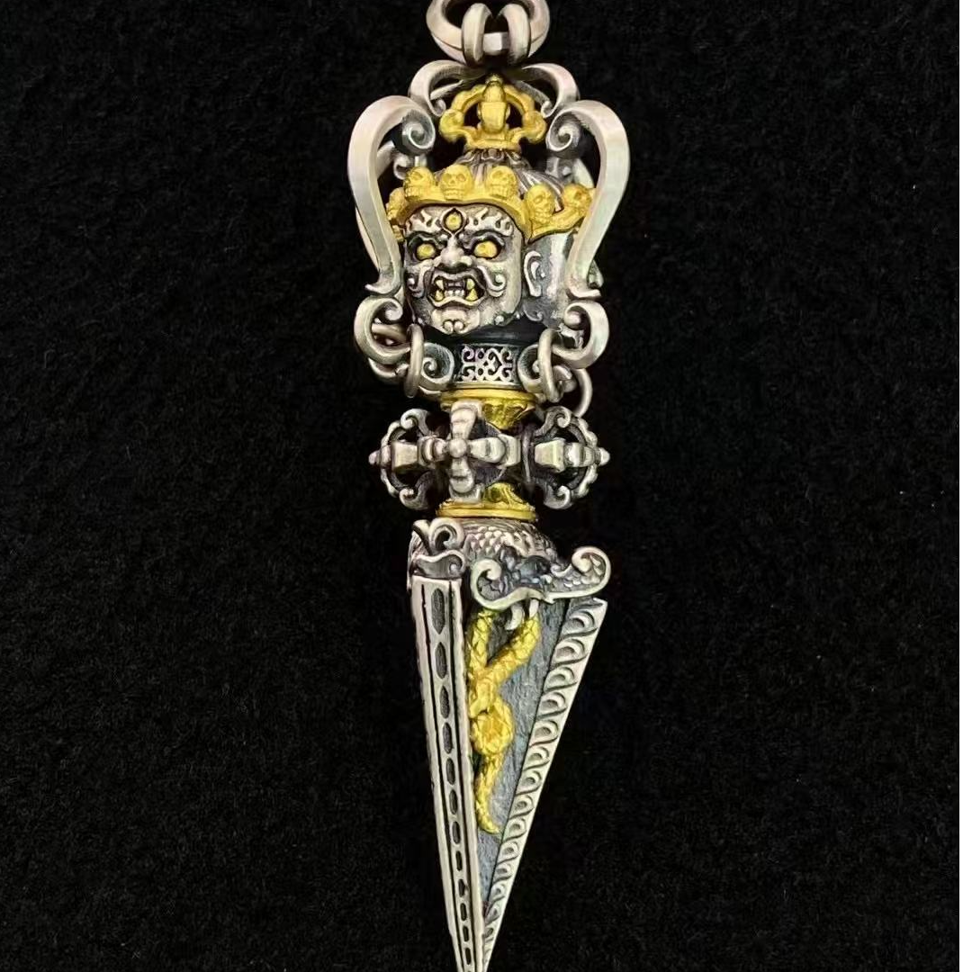 吊坠925银 藏式925纯银普巴金刚橛