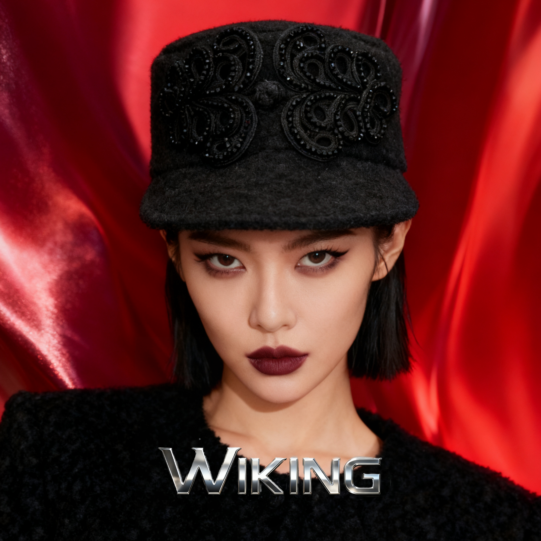 王大嘴原创 “黑晶盘扣”新中式时尚黑晶中国结盘扣平顶帽M107