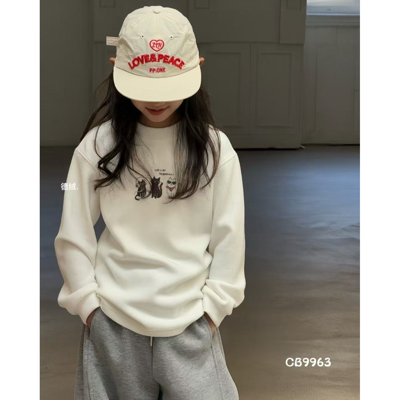 2025冬『德绒小猫』女童韩版洋气小猫磨毛感休闲百搭长袖T恤9963