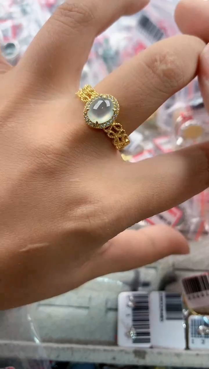 银S925镶嵌戒指翡翠11           7