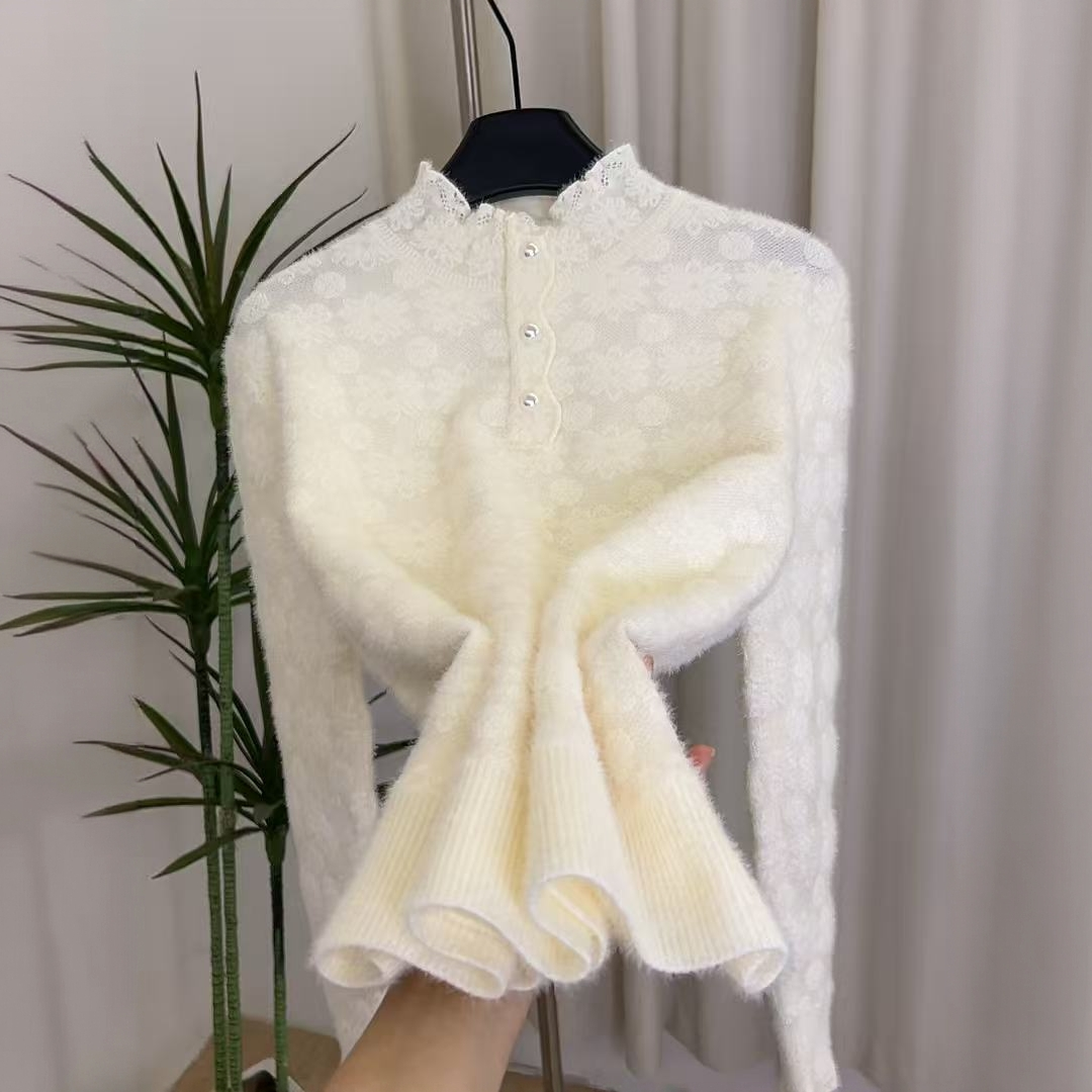 【不起球】貂绒保暖针织衫2025新款中领打底衫女时尚洋气上衣YX620