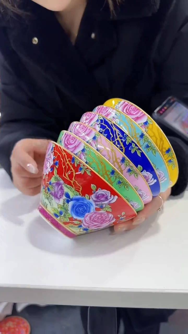 【闪购商品】瓷片 斗笠碗5英寸饭碗混色10个 