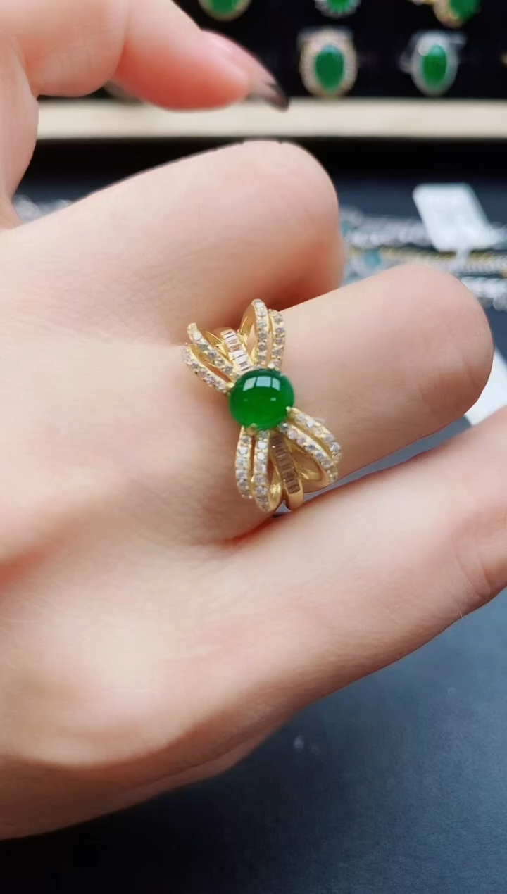 翡翠戒指银S925镶嵌5085