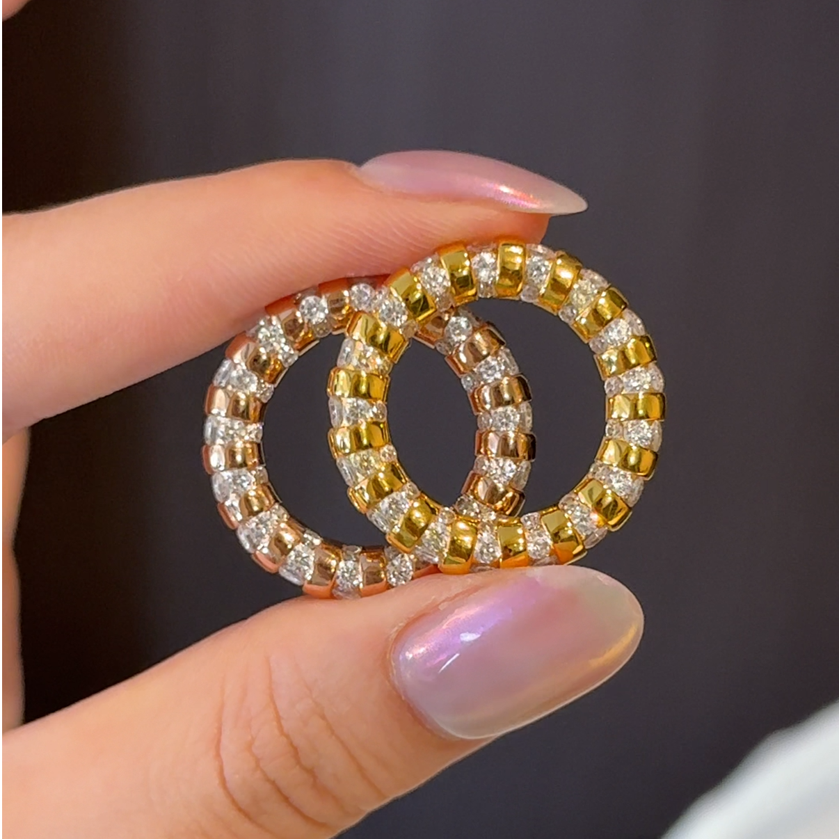 黄铜锆石戒指 【摩天轮】气质简约百搭圆环缠绕镶嵌锆石戒指