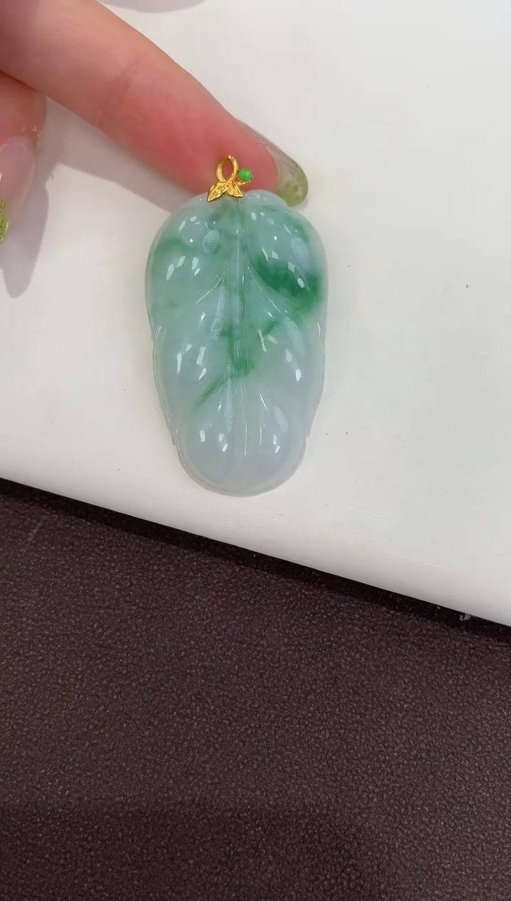 吊坠(赠链)18K金镶嵌翡翠天然缅甸a货翡翠