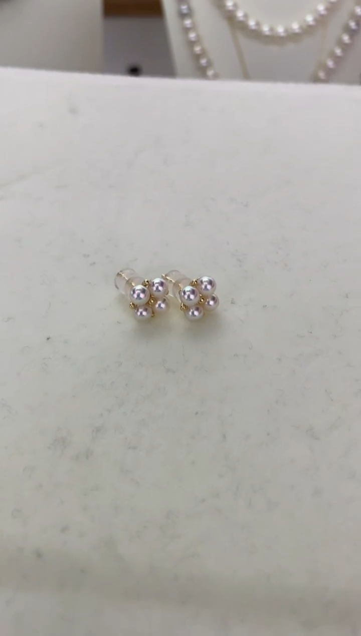 【闪购商品】海水珍珠耳饰18K金镶嵌四叶草耳钉4-4.5