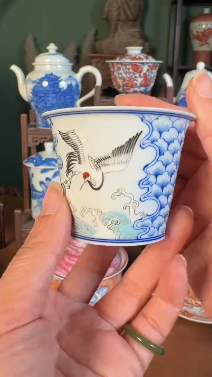 杯子陶景德镇手工手绘柴窑茶具U164