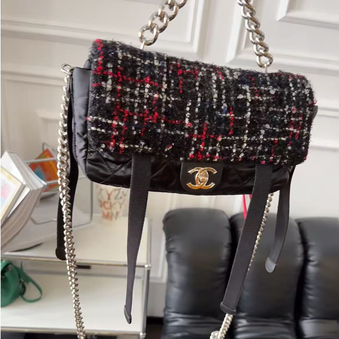 95新 Chanel/香奈儿 毛呢3way机场包 18856368