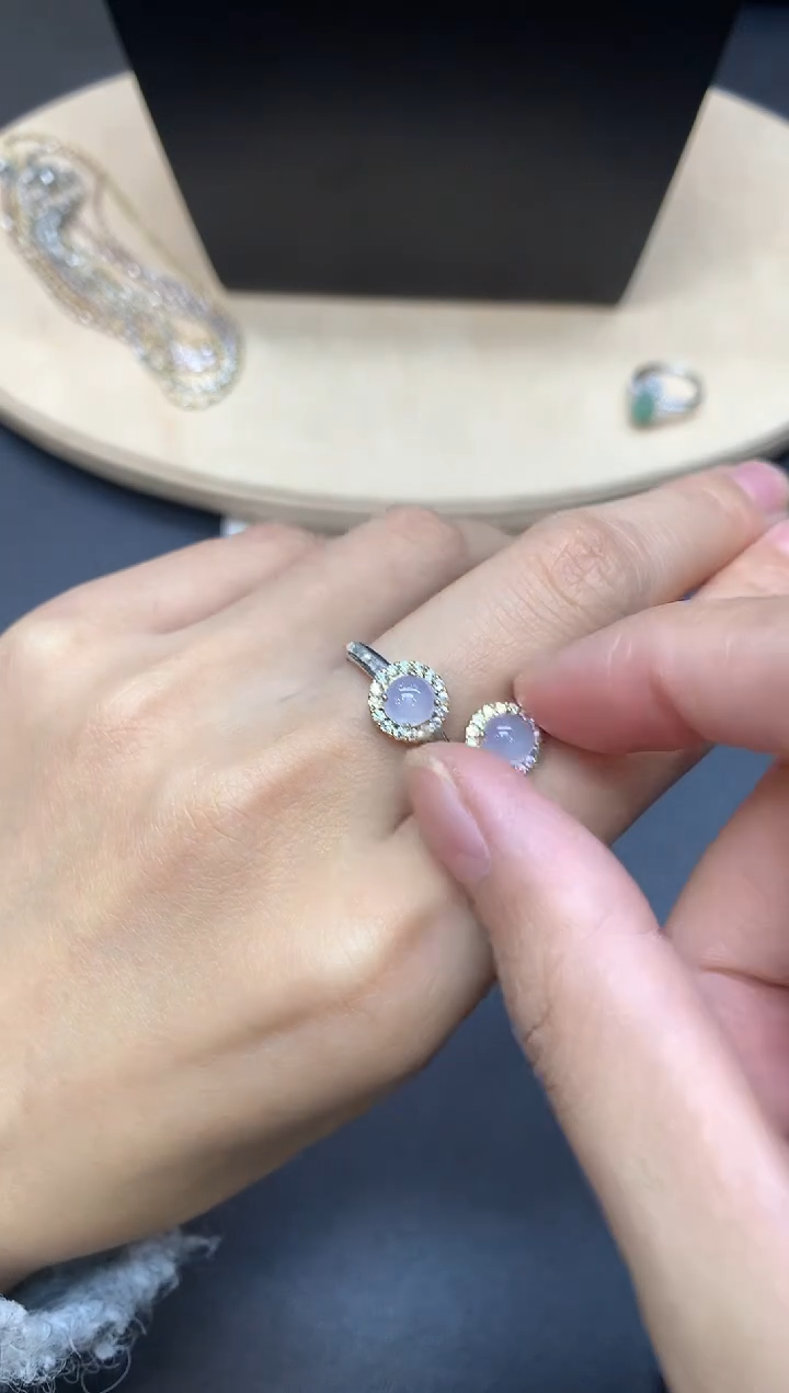 【闪购商品】翡翠戒指银S925镶嵌蛋面【多样性发其一】