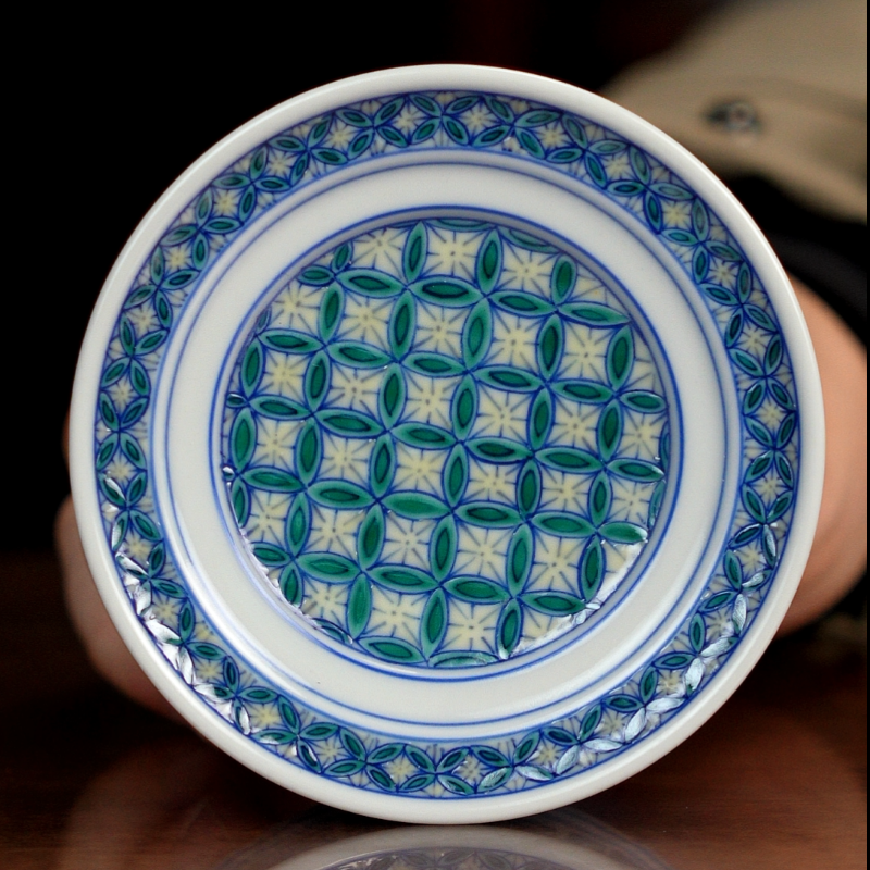 空山明月新斗彩盖置古风铜钱纹茶杯垫适合家用彰显中式韵味杯垫托