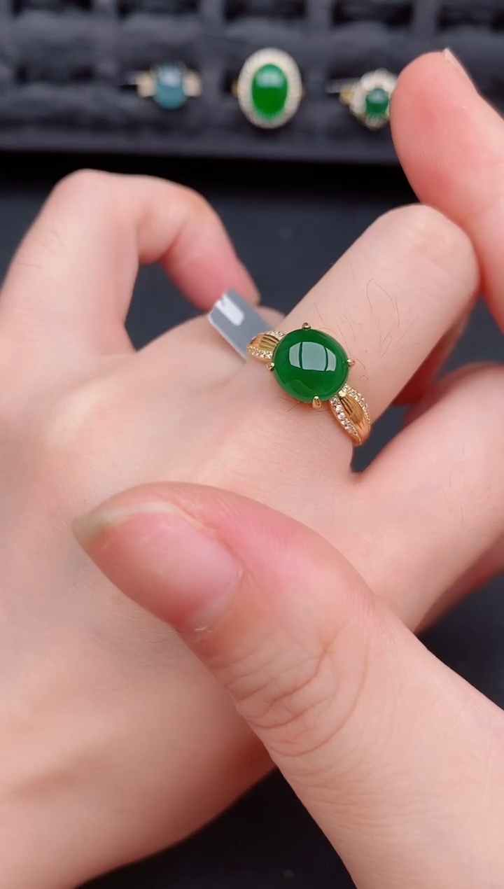 银S925镶嵌戒指翡翠天然a货翡翠198