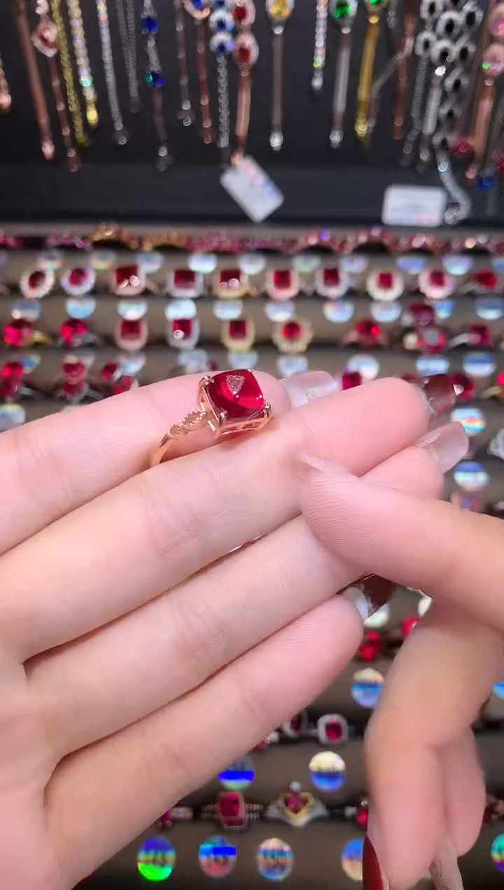 【闪购商品】红宝石戒指银S925镶嵌玫瑰金