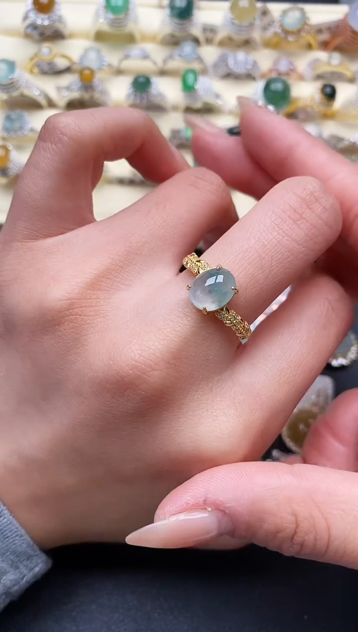 【闪购商品】翡翠戒指银S925镶嵌111111+4