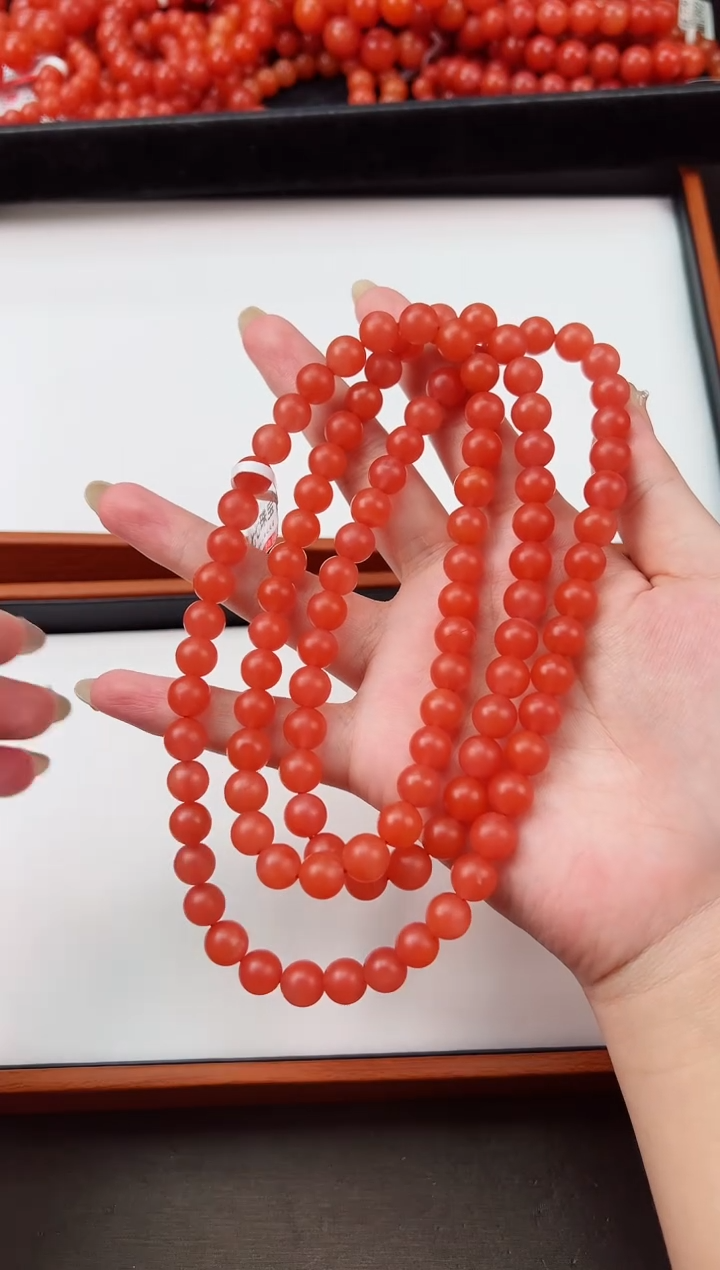 【闪购商品】南红玛瑙长串未镶嵌滴水洞哑光9+一条