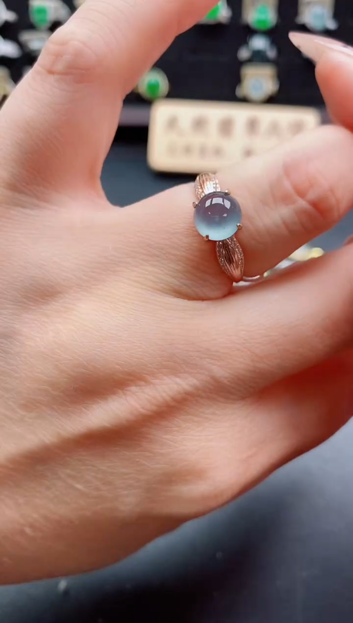 银S925镶嵌戒指翡翠1
