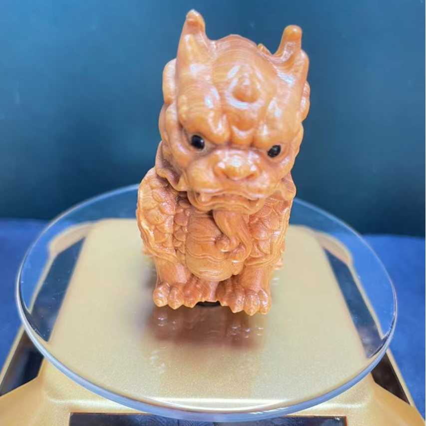 崖柏木雕麒麟玄武上古神兽实木雕刻手把件招财摆件吉祥物