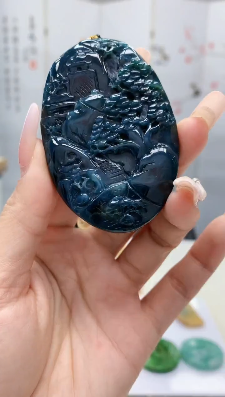 【闪购商品】定制翡翠未镶嵌4917lr-毛货挂件25