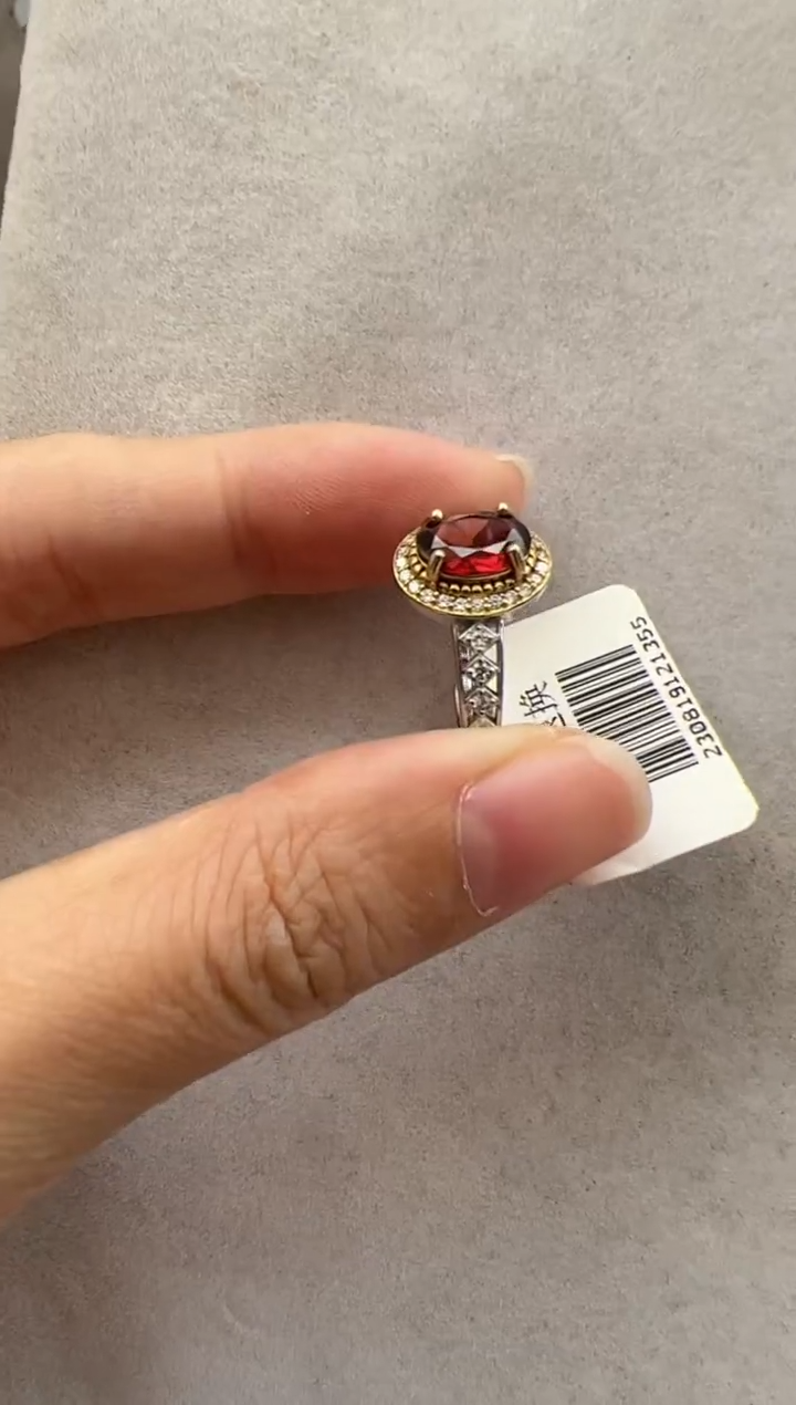 【闪购商品】石榴石戒指银S925镶嵌10113107-戒指