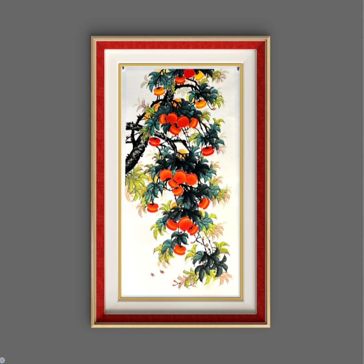 齐振家竖画作【事事如意】80*150cm亲笔手绘送龙纹圆筒收藏送礼作品