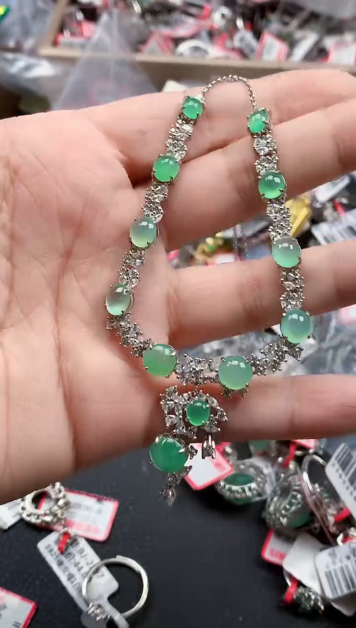 银S925镶嵌戒指翡翠天然A货缅甸翡翠