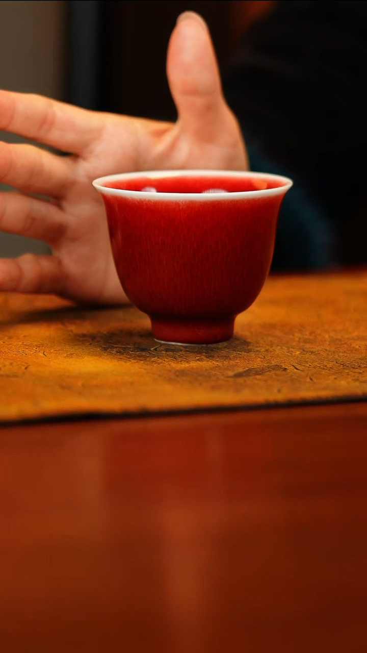 陶瓷景德镇手工手作红花神杯