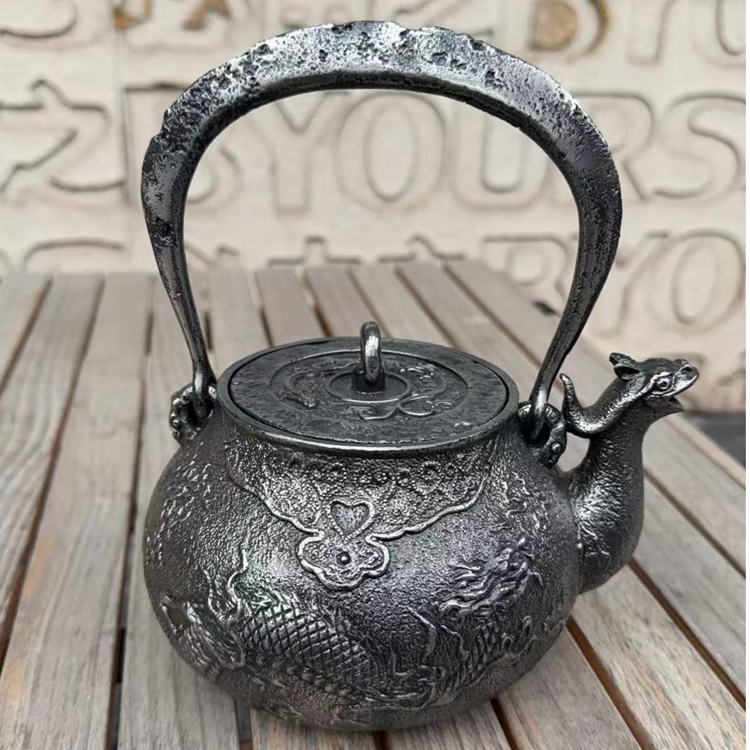 砂铁龙纹兽口壶 0.9L家用煮水壶茶壶