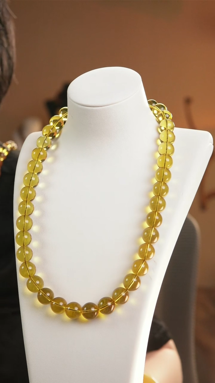 琥珀颈饰未镶嵌墨西哥蓝珀项链12MM