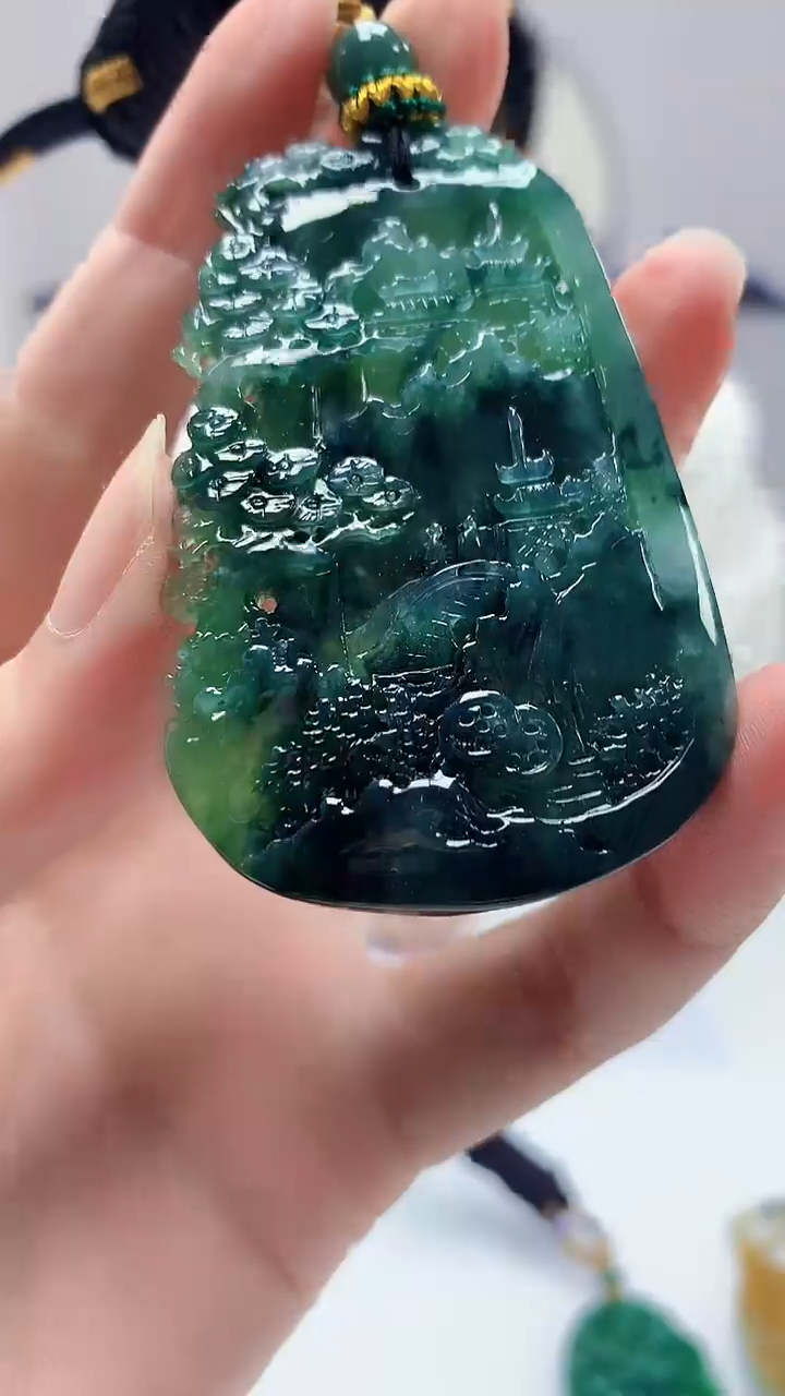 【闪购商品】定制翡翠未镶嵌5028zm-毛货挂件山水193