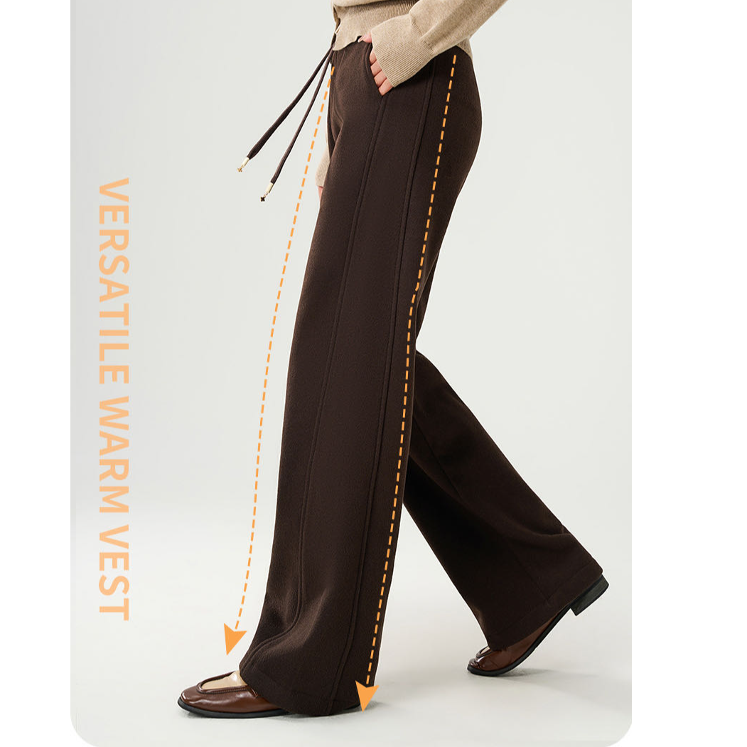 纪凡姬/9805-新款女士臻品冬季加厚云朵暖阳绒阔腿裤 