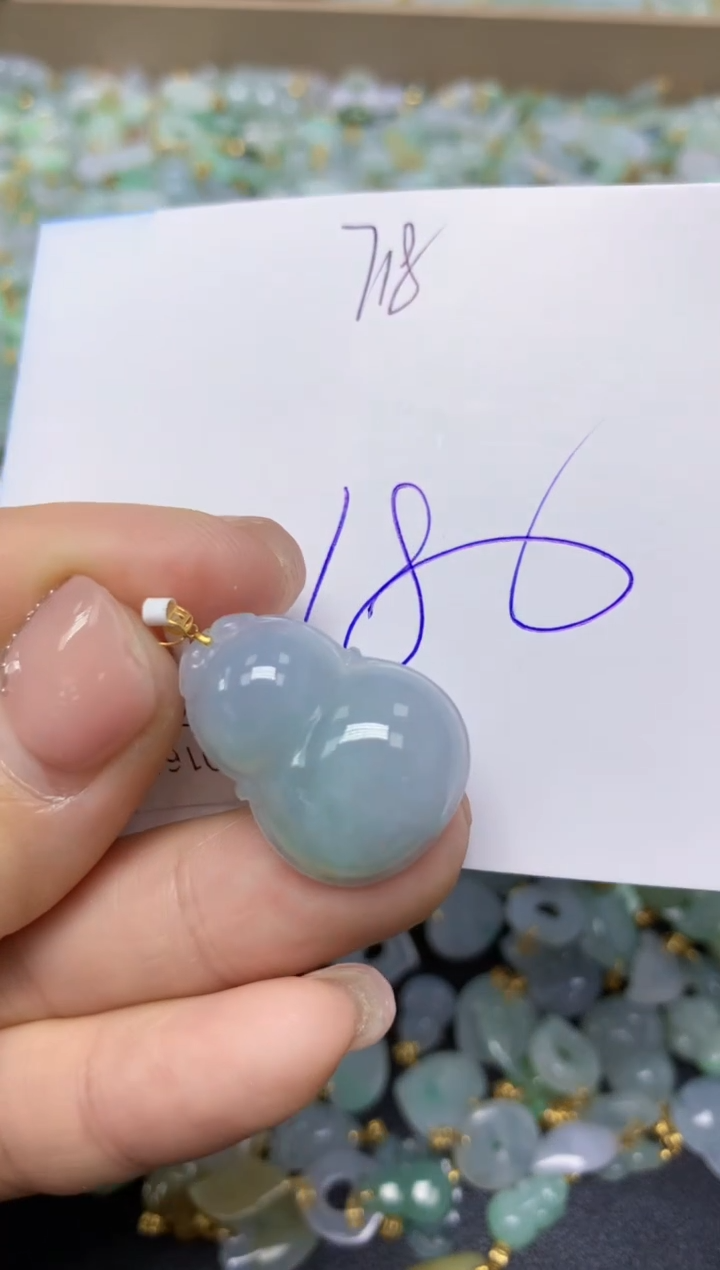 【闪购商品】翡翠挂件18K金镶嵌 天然翡翠A货